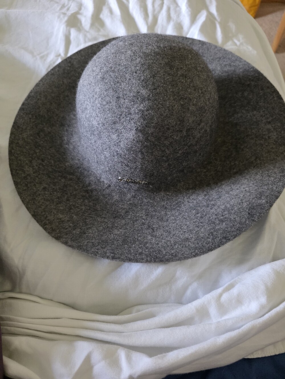 Calvin Klein Gray Wool Felt Wide Brim Floppy Hat - One Size